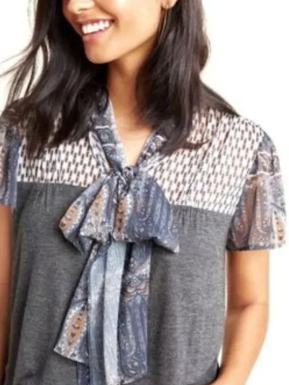 Anthropologie TINY Joy Tie Neck Bow Top - Size S - Like new